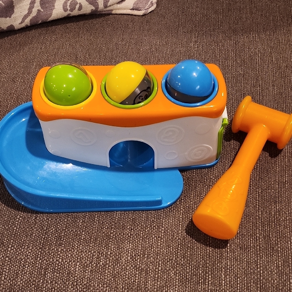Toddler Hammer Pop Ball Toy - Orange, Blue, Green, Yellow